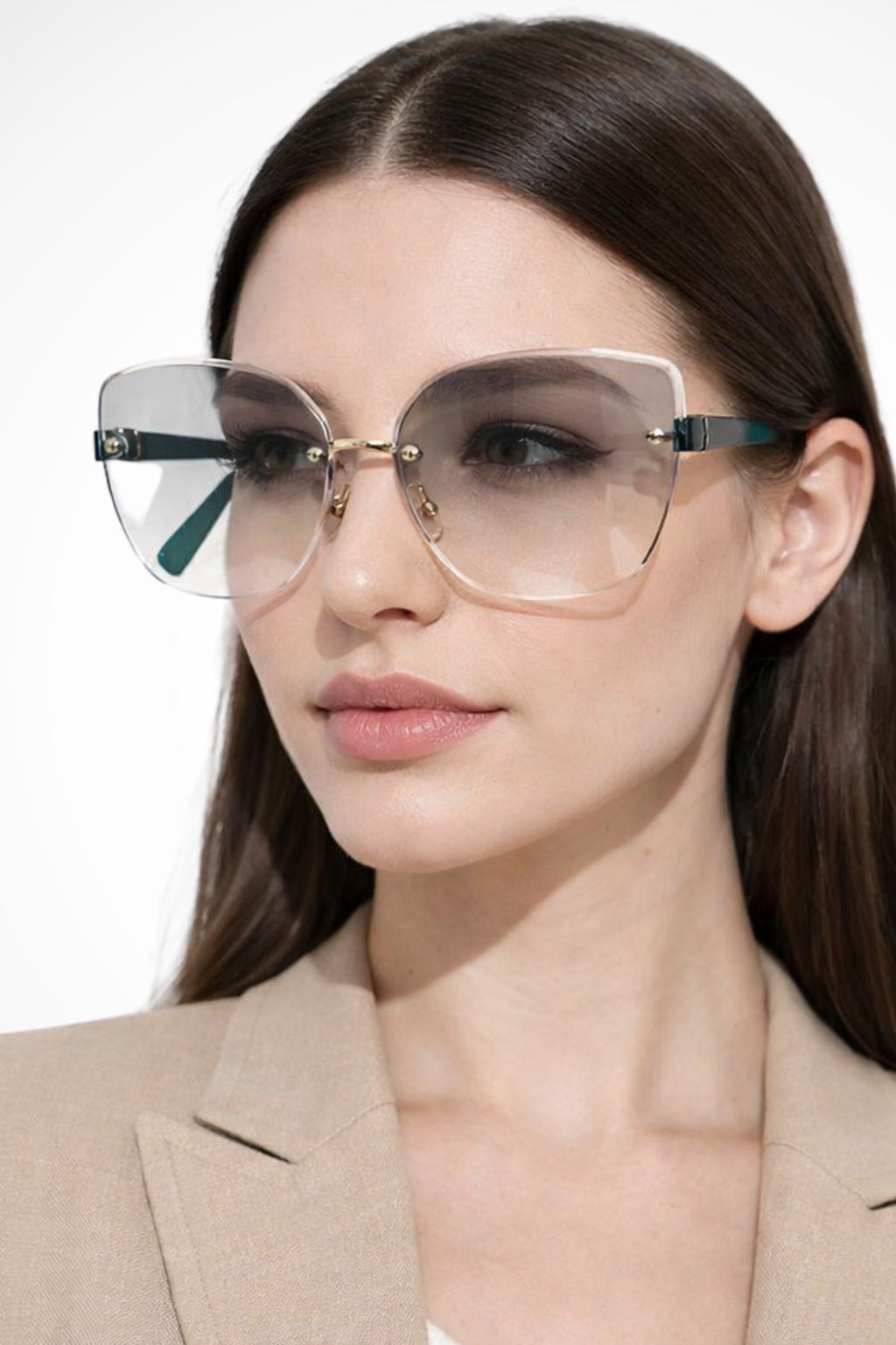 Paloma | Gafas de Sol Sin Montura Estilo Gato Mujer Lente Degradada