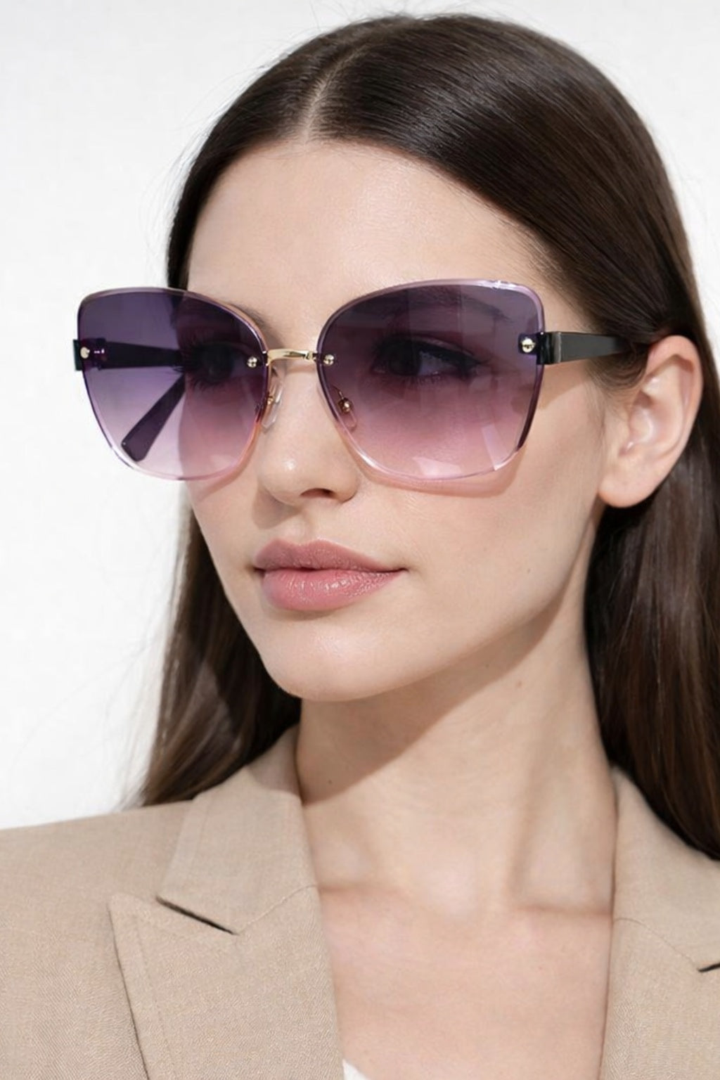 Paloma | Gafas de Sol Sin Montura Estilo Gato Mujer Lente Degradada