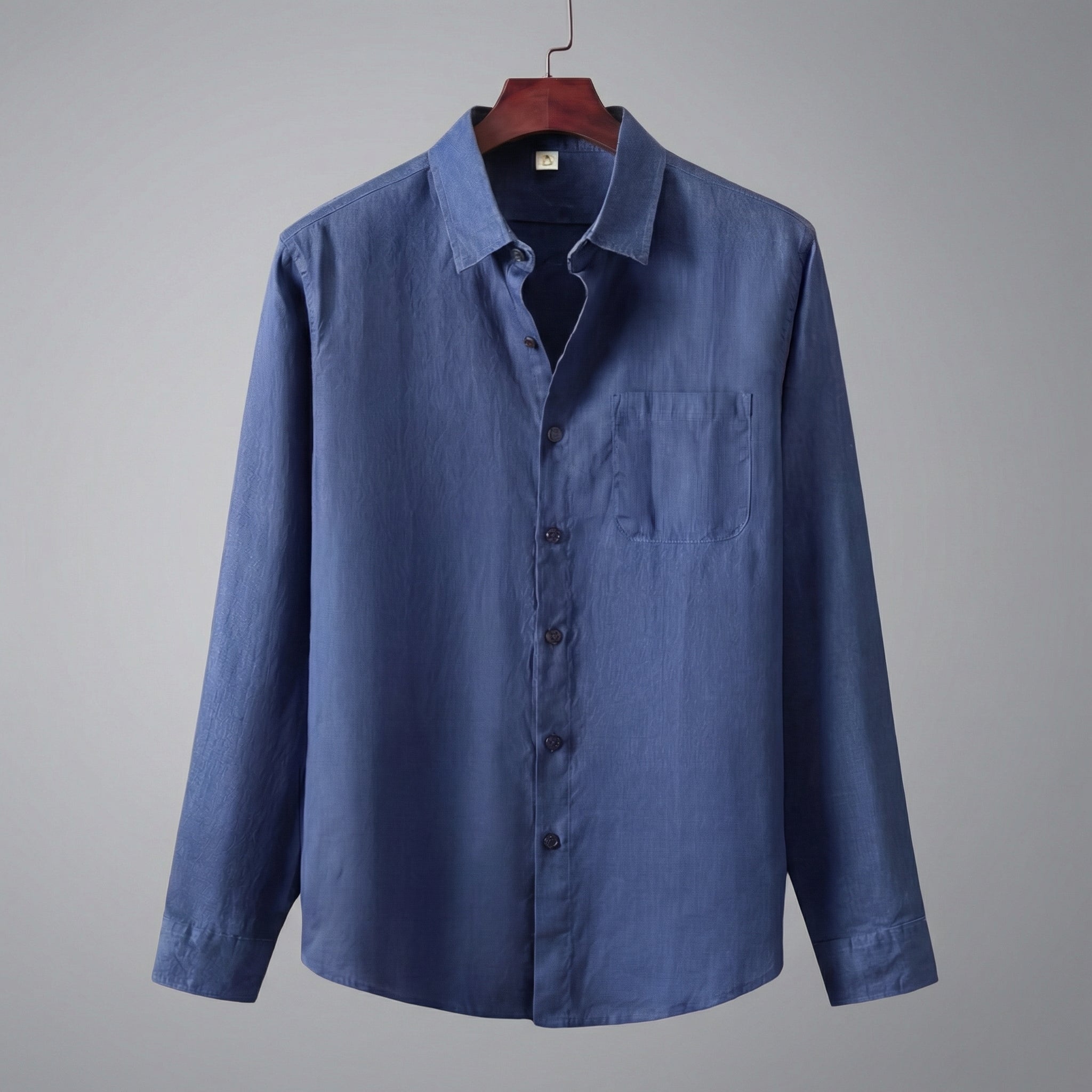Mikel | Camisa de Lino Manga Larga Hombre Bolsillo Pecho
