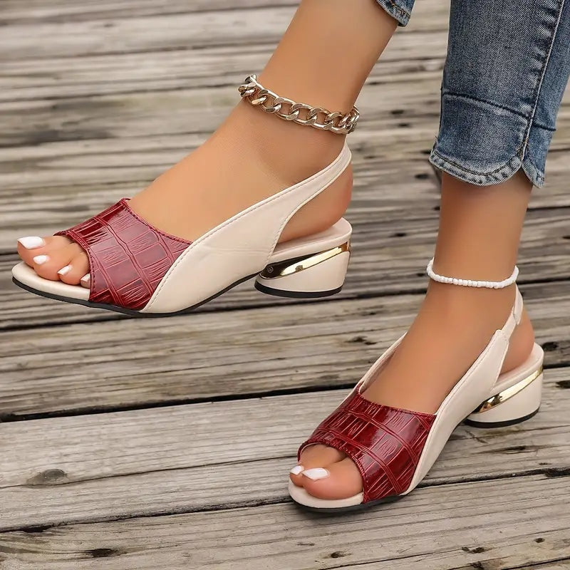 Aurora | Sandalias de Tacón con Textura Cocodrilo Mujer Destalonadas