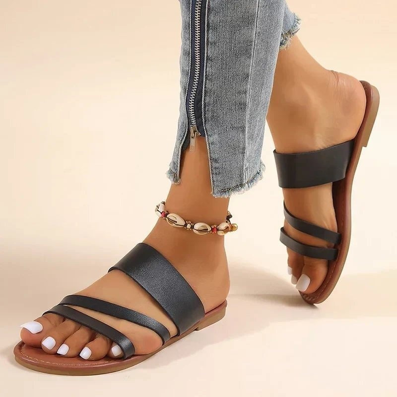Consuelo | Sandalias Planas de Tiras Cruzadas Mujer
