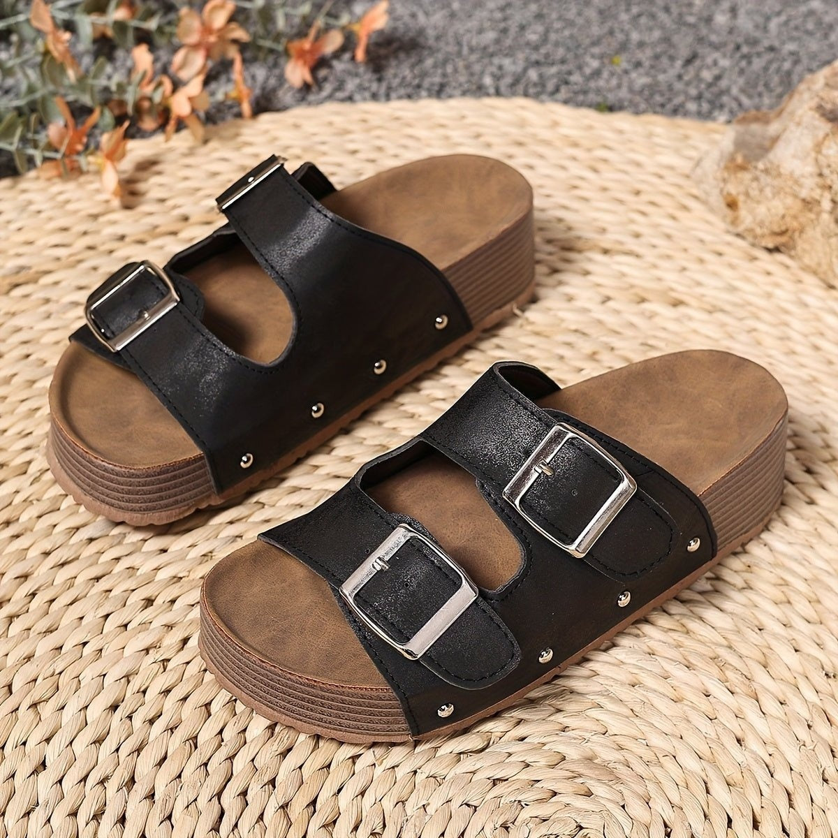 Amparo | Sandalias Plataforma con Hebilla Mujer Doble Correa