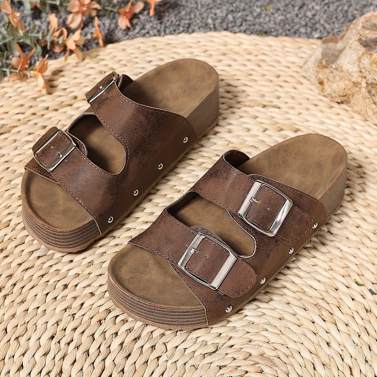 Amparo | Sandalias Plataforma con Hebilla Mujer Doble Correa